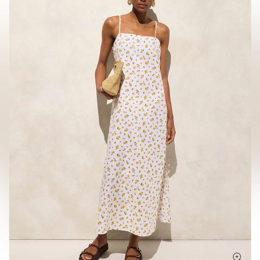 J Crew Linen-cotton blend tie-back midi dress NWT
